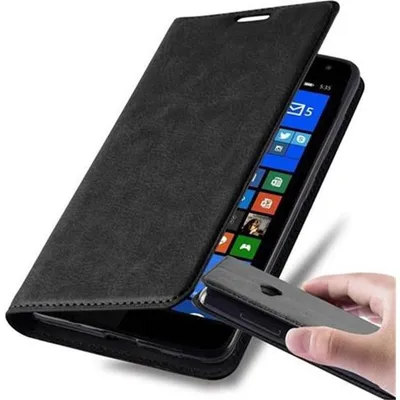 Obrázok produktu pre Cadorabo kryt pre Nokia Lumia 535 ochranný kryt v čiernej farbe puzdro na mobilný telefón kryt magnetické zatváranie