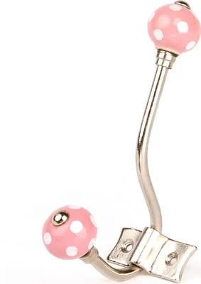 Produktbild von Keramikhaken Punkte rosa/weiß