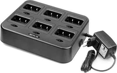 Produktbild von Retevis RT27 Walkie Talkie Base Charger 6-Wege-Ladegerät für Retevis RT27 Walkie Talkies (Schwarz, 1 Stück)