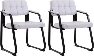 Produktbild von CLP 2er Set Besucherstühle Canada B Kunstleder mit Armlehne weiß
