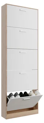Image de CASABEL Meuble à Chaussures Moderne 5 Abattants - 15 Paires - Rangement chaussures en Bois Composite - Dimensions L60xP17xH180 cm