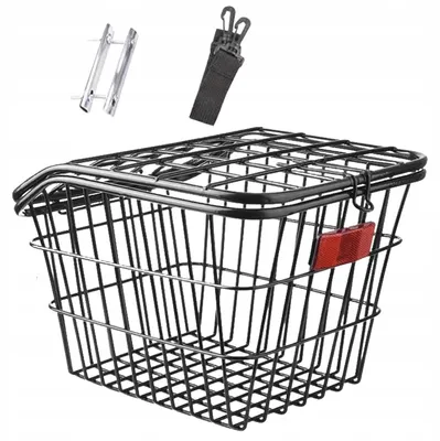 Zdjęcie produktu dla Tylny Koszyk Rowerowy Metalowy Z Pokrywą Kosz Na Bagażnik Rowerowy