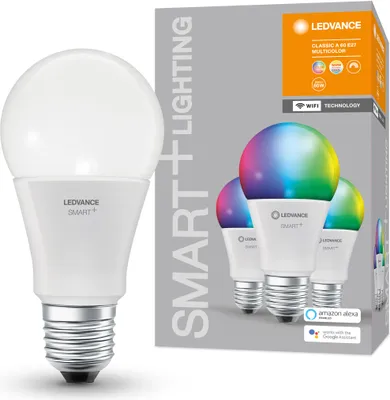 Zdjęcie produktu dla LEDVANCE SMART+ WiFi Classic Multicolour, Inteligentne żarówki, Wi-Fi, Biały, Zintegrowane LED, E27, Wielo
