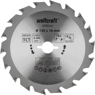 Produktbild von Wolfcraft Kreissägeblatt Serie grün Ø 130 mm Bohrung Ø 16 mm