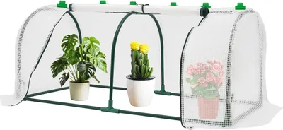 Produktbild von Tomatengewächshaus - Kleines Gewächshaus für Balkon und Garten - 120×60×50 cm - Mit Rollfenster - Tragbares Mini-Gewächshaus - Weiß