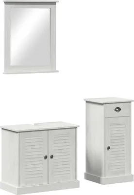 Image de vidaXL Ensemble de meubles de salle de bain, 3 pièces, blanc antique, bois massif de pin