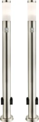 Produktbild von 2er Set LED Stehleuchte, Edelstahl, Bewegungsmelder, H 110 cm