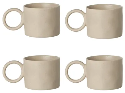 Produktbild von ESTIA Becher 4er Set Kaffeebecher 400 ml beige aus Porzellan Teebecher