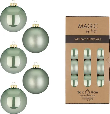 Produktbild von Weihnachtskugeln Glas 4cm 36 Stück - Mild Sage
