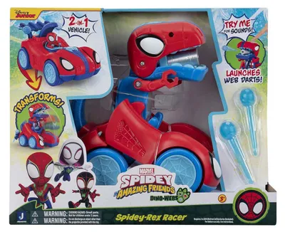 Produktbild von Jazwares Spielzeug Spidey-Rex Rennfahrzeug Spider-Man 2-in-1 Dinosaurier