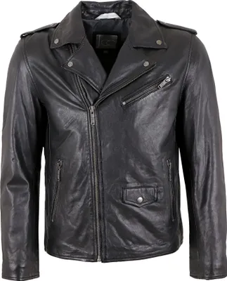 Produktbild von JCC - Herren Echtleder Lederjacke Bikerjacke Lammnappa schwarz