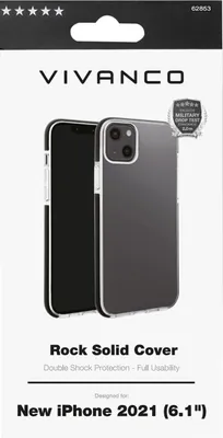 Produktbild von ViVanco™Rock Solid, Cover, Apple, iPhone 13, 15,5 cm (6.1"), Schwarz, Transparent