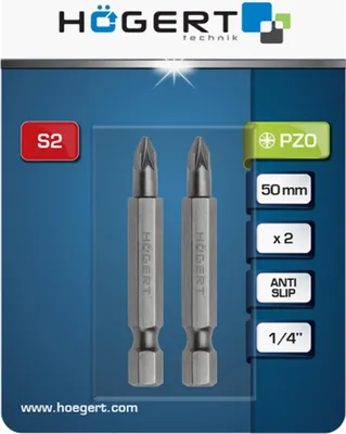 Produktbild von Hogert Technik Schrauberbit HT1S324 50mm Werkzeugstahl Blisterpack für PZ0