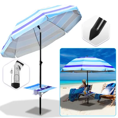 Produktbild von Jopassy Strandschirm Sonnenschirm 210CM UV 50+ Gartenschirm Neigefunktion Balkonschirm mit Erdspieß