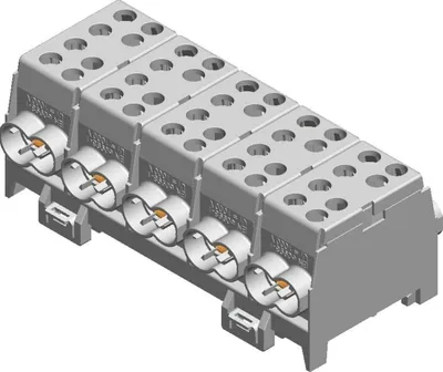Imagen del producto de Conector de derivación para cable principal Pollmann, de 5 polos, con 2 entradas de 2x35mm² y 5 salidas de 2x25mm², 1 unidad.