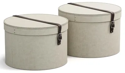 Produktbild von BIGSO RUT 2er-Set Aufbewahrungsbox mit Deckel – runde Ordnungsbox mit Lederrieme