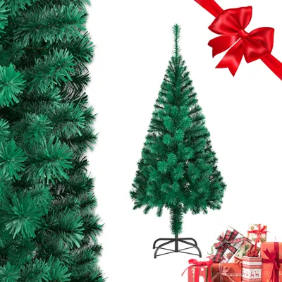 Zdjęcie produktu dla ROSEJANE, sztuczne drzewko świąteczne, kolor zielony, wysokość 210 cm, 720 gałązek, wykonane z PVC, z metalową podstawą, łatwe w montażu