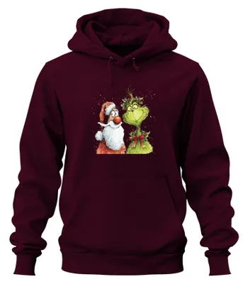 Produktbild von Grinch Weihnachtsmann lustig Weihnachten Geschenk Vintage Hoodie Kapuzenpullover, Burgundy, S