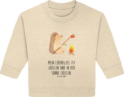 Produktbild von Mr. & Mrs. Panda Organic Baby Pullover Igel Grillen 24. - 36. Monat - Natural Raw - Geschenk, Lustige Sprüche, Ziele, Sinn Des Lebens, Spruch, Motivation, Bullover