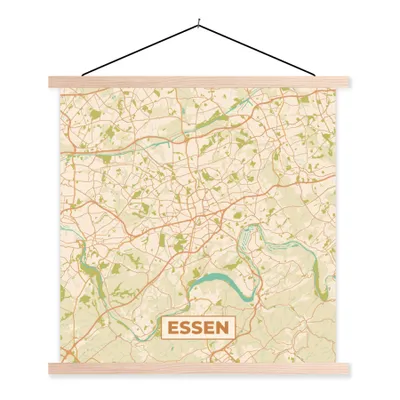 Produktbild von MuchoWow® Textilposter Essen - Jahrgang - Stadtplan - Karte 40x40 cm mit holzfarbenen Rahmen - Posterleiste