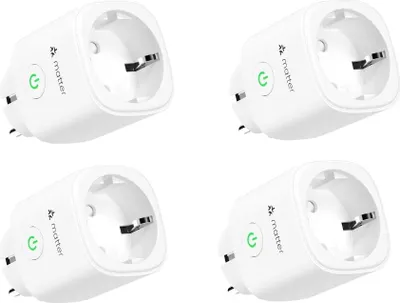 Immagine prodotto di Presa intelligente Wi-Fi, monitoraggio energetico, compatibilità universale, confezione da 4 spine Matter