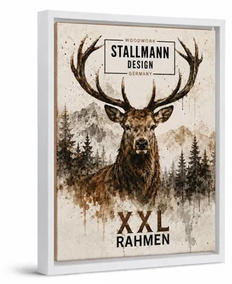 Produktbild von Stallmann Design XXL Schattenfugenrahmen 100x130 cm | Farbe: Eiche Weiß | Zerlegter Leer-Rahmen für Leinwände auf Keilrahmen | mit Montagezubehör | ohne Glas und Rückwand