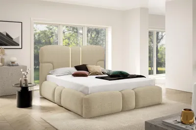 Produktbild von Polsterbett Schlafzimmerbett JORDAN 140x200cm in Stoff Doha Beige