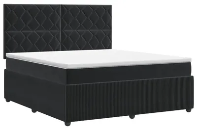 Image de vidaXL Lit boxspring avec matelas noir 140 x 190 cm velours