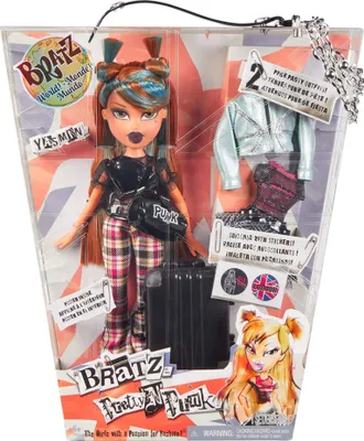 Produktbild von Bratz Puppe Yasmin Pretty N Punk Retro-Edition mit 2 Outfits und Rollkoffer