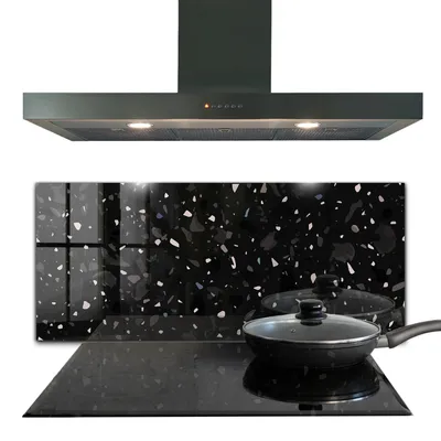 Produktbild von Spritzschutz aus Glas Küchenrückwand - Wandschutz für Herd und Spüle - 125x50 cm - Schwarzer Marmor terrazzo