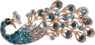Produktbild von Broschennadel, glänzend, hübsch, für Damen, modisch, Pfauenform, Kragennadel für Hochzeit-Pfauenblau
