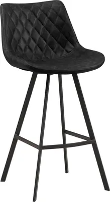 Immagine prodotto di Happyment BarStool Minoli - Nero - Con schienale - Poggiapiedi - Per cucina e bar - Pelle finta - Set di 1