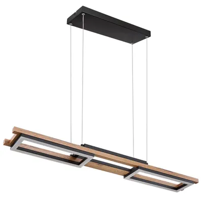 Produktbild von LED Hängeleuchte, Holzoptik, schwarz, 3 Stufen, H 120 cm