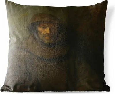 Produktbild von MuchoWow® Outdoor Kissen - Der Franziskanermönch - Gemälde von Rembrandt van Rijn - 40x40 cm - Wetterfest - Lounge Kissen - Kopfkissen - Interieur - Polster mit Bild