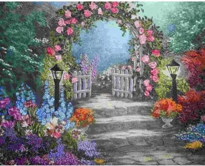 Produktbild von Malen nach Zahlen: Gartentor 40x50 cm auf einem Kreativrahmen