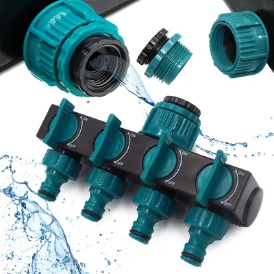 Produktbild von Garten Wasserverteiler mit 4 Ventilen & 3/4 Zoll Adapter