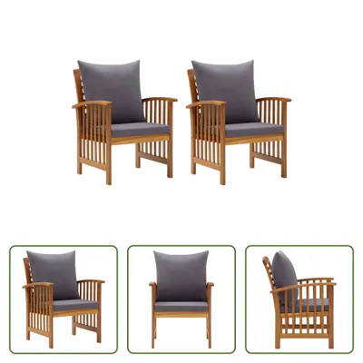Produktbild von The Living Store Gartenstühle mit Kissen 2 Stk. Akazie Massivholz