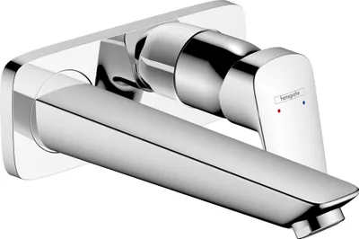 Image de Mitigeur lavabo hansgrohe Logis EH pour montage mural avec bec 19,5 cm, chrome, 1 pièce.