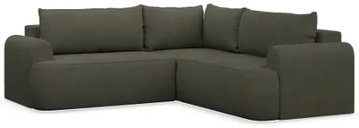 Obrázek produktu pro Ovo – Rohová rozkládací pohovka s úložným prostorem, olivově zelený samet, univerzální design