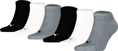 Produktbild von PUMA Uni Sneakersocken, 6er Pack - Sneaker Plain ECOM 6P, Logo, einfarbig Schwarz/Weiß/Grau 39-42