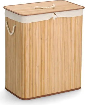 Productafbeelding van Zeller wasmand, 2 compartimenten, bamboe, naturel, 52 x 32 x 63 cm