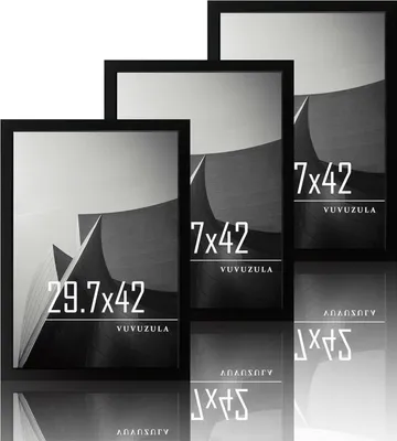 Produktbild von Bilderrahmen A3 Schwarz Holz Fotorahmen 30x42cm MDF Rahmen DIN A3 3er Set