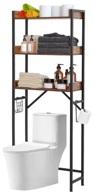 Produktbild von Badezimmer-Aufbewahrung - Übertoilettenregal - 3 Ebenen - Metall - Rostbeständig - Freistehend - Platzsparend - Für Bad und Waschküche