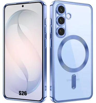 Image de Coque pour Samsung Galaxy S26, Protection Transparente Contour Chromé Bleu avec Cercle Magnétique