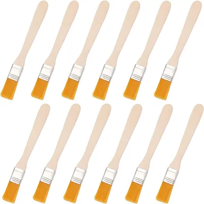 Obrázek produktu pro 12 nástěnných štětců s plochými dřevěnými rukojeťmi, 2,5 × 1,5 × 13 cm, na malování, lakování, lepení a pro kutilské projekty