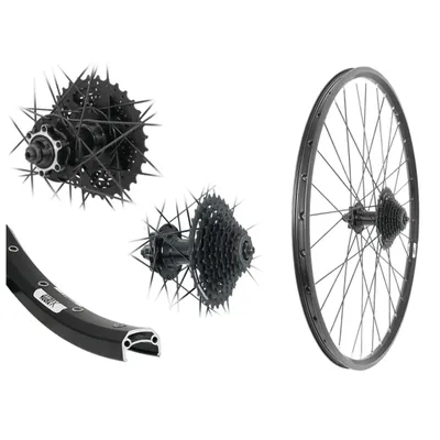 Produktbild von Aggro-X 28 Zoll Hinterrad Hohlkammer Laufrad Schwarz Disc + 8-Fach Shimano Kassette