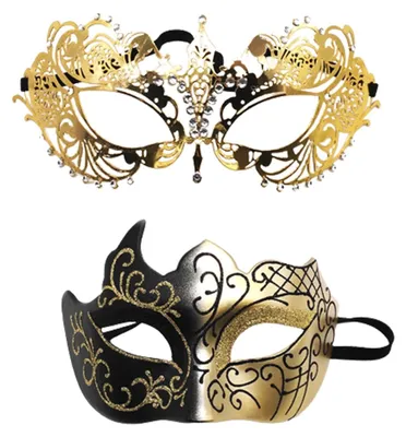 Imagen del producto de Conjunto de dos máscaras venecianas para la mitad de la cara, ideales para parejas, perfectas para disfraces y fiestas