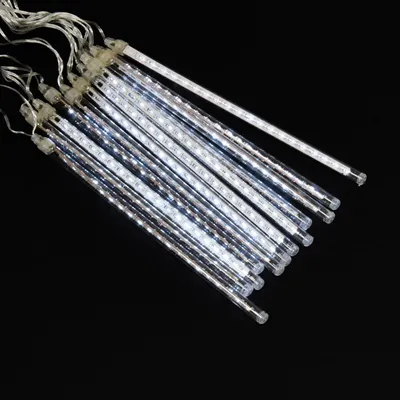 Meteor Lichter 240 LED 12 Lichterregen Lichterkette Stangen Kaltweiss  31 cm