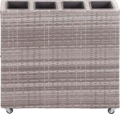 Produktbild von vidaXL Garten-Hochbeet mit 4 Töpfen 80x22x79 cm Poly Rattan Grau