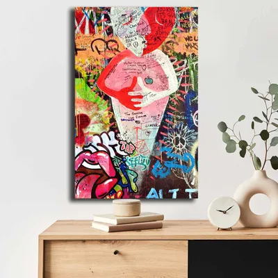 Produktbild von Wallity, 4570POP-017, Dekorative Leinwandmalerei, Mehrfarbig, 100 % LEINWAND, 45 x 70 cm
